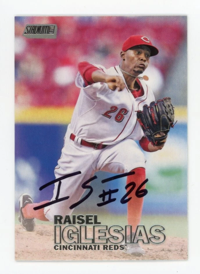 SIGNED BASEBALL CARD AUTO 2016 TOPPS STADIUM CLUB RAISEL IGLESIAS #68 REDS