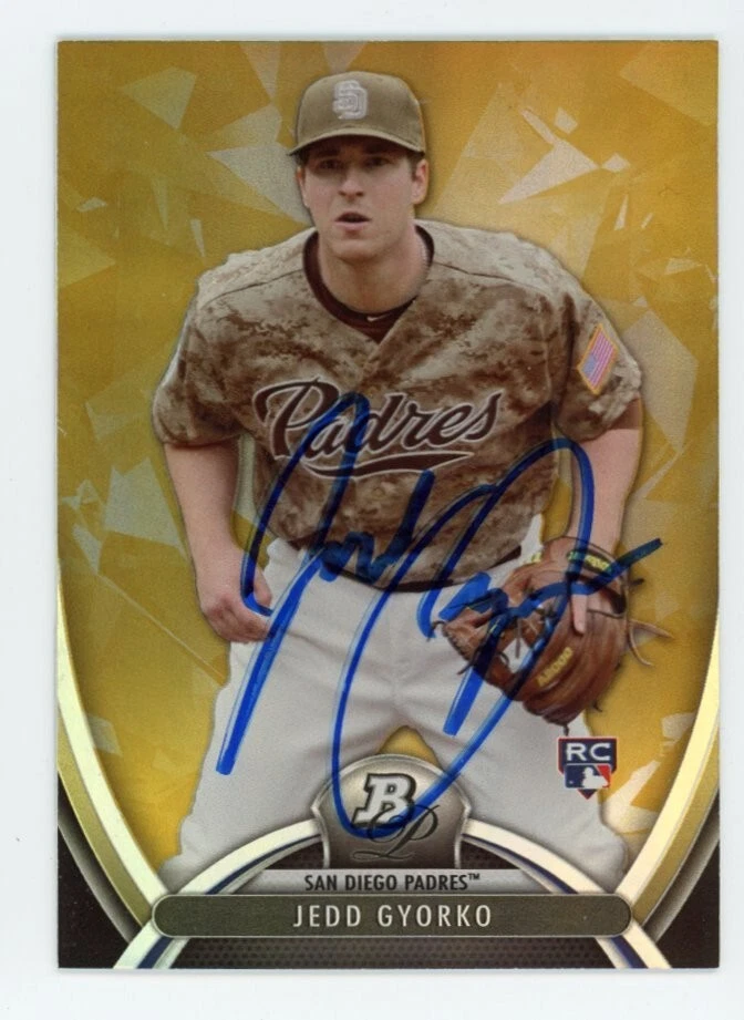 SIGNED BASEBALL CARD AUTO BOWMAN PLATINUM 2013 JEDD GYORKO SD PADRES #90 RC