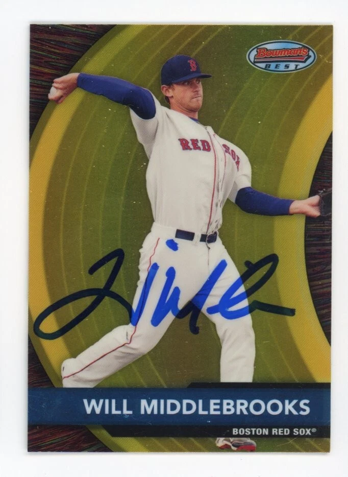 SIGNED BASEBALL CARD AUTO BOWMAN BEST 2012 WILL MIDDLEBROOKS BOSTON RED SOX #22
