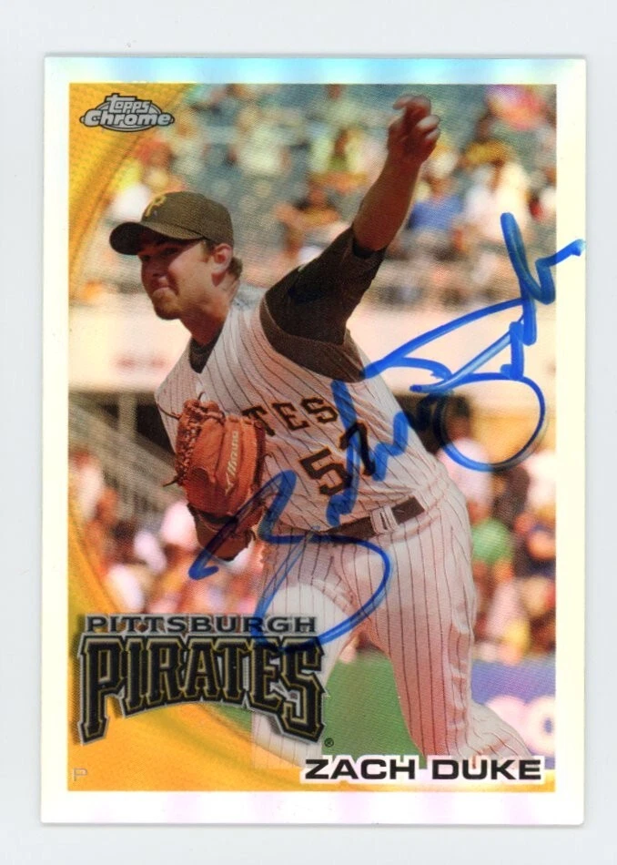 SIGNED BASEBALL CARD AUTO TOPPS CHROME 2010 REFRACTOR ZACH DUKE #11 PIRATES