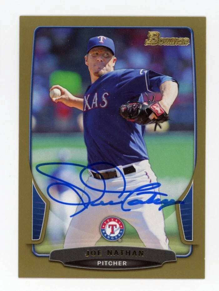 SIGNED BASEBALL CARD AUTO 2013 BOWMAN TEXAS RANGERS JOE NATHAN VAR. #89 RANGERS