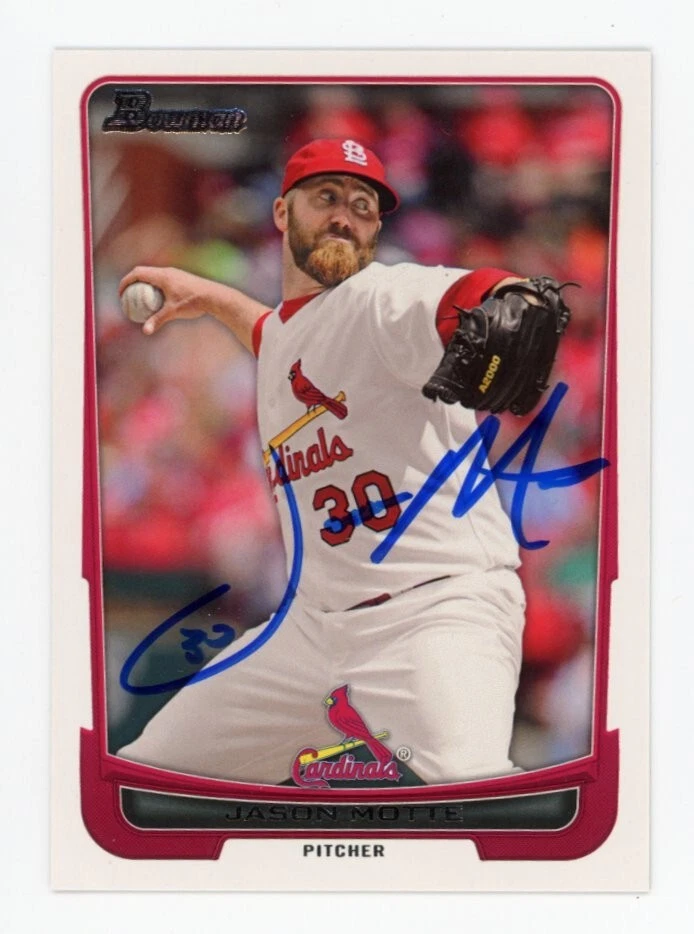 SIGNED BASEBALL CARD AUTO 2012 SIGNED BOWMAN JASON MOTTE #132 ST LOUIS CARDINALS