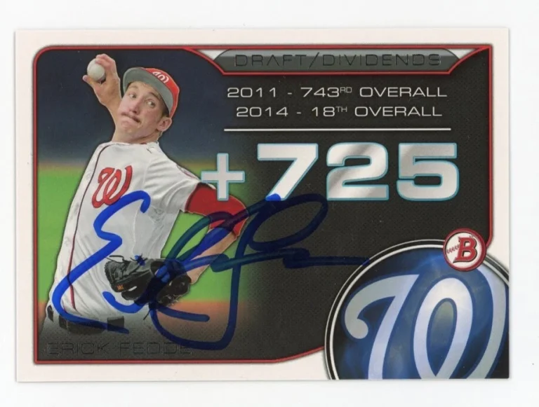 SIGNED BASEBALL CARD AUTO BOWMAN 2015 ERICK FEDDE #DD-EF WASHINGTON NATIONALS