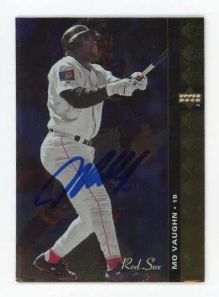SIGNED BASEBALL CARD AUTO 1994 UPPER DECK UD SP BOSTON RED SOX MO VAUGHN #157