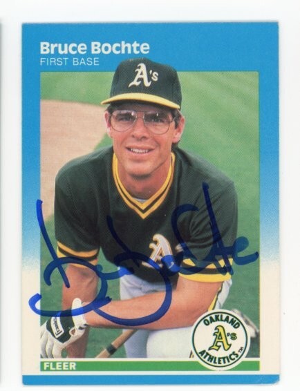 SIGNED BASEBALL CARD AUTO 1987 FLEER BRUCE BOCHTE OAKLAND A's ATHLETICS #388