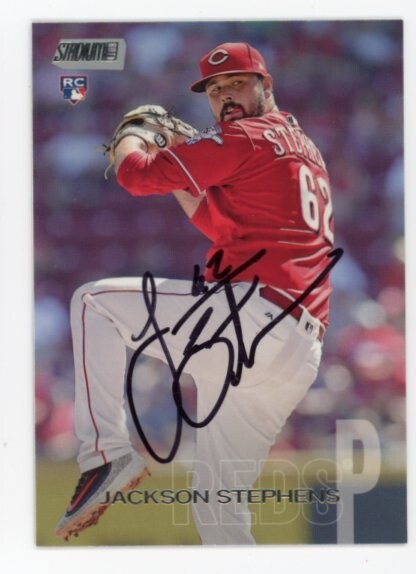 SIGNED BASEBALL CARD AUTO 2018 TOPPS STADIUM CLUB JACKSON STEPHENS #296 REDS RC