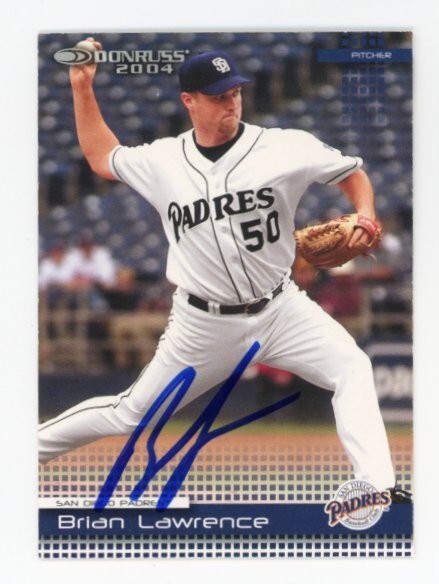 SIGNED BASEBALL CARD AUTO BRIAN LAWRENCE SAN DIEGO PADRES 2004 DONRUSS #349