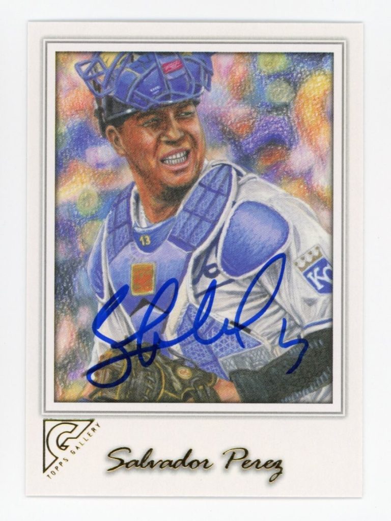 SIGNED BASEBALL CARD AUTO KC ROYALS SALVADOR PEREZ 2017 TOPPS GALLERY #98