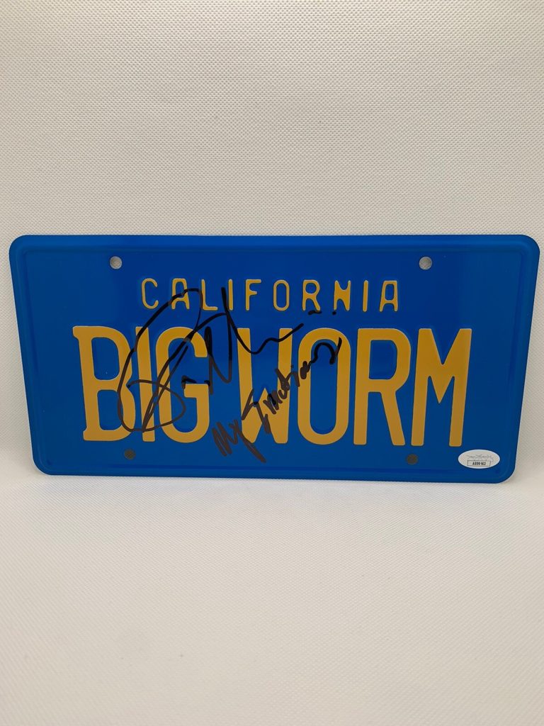 FAIZON LOVE SIGNED FRIDAY BIG WORM LICENSE PLATE AUTOGRAPHED JSA COA INSCRIPTION