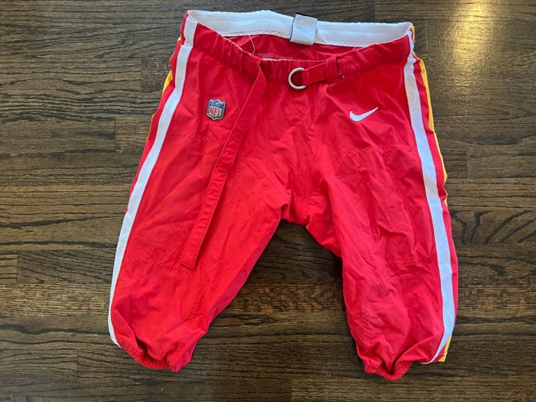 GAME USED ? ISSUED KANSAS CITY CHIEFS FOOTBALL RED PANTS 2022 TREY SMITH #65