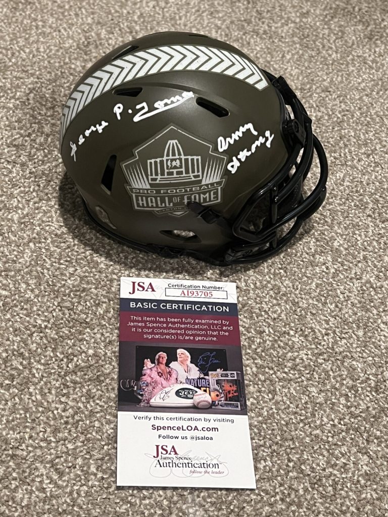 GEORGE TOMA SIGNED FOOTBALL MINI HELMET HOF SALUTE TO SERVICE ARMY VET JSA COA