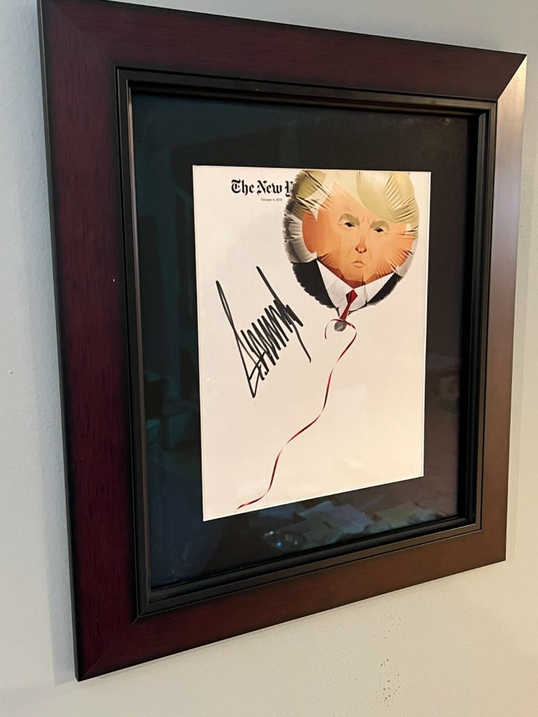 PRESIDENT DONALD TRUMP SIGNED FRAMED NEW YORK TIMES MAGAZINE AUTO MAGA JSA COA