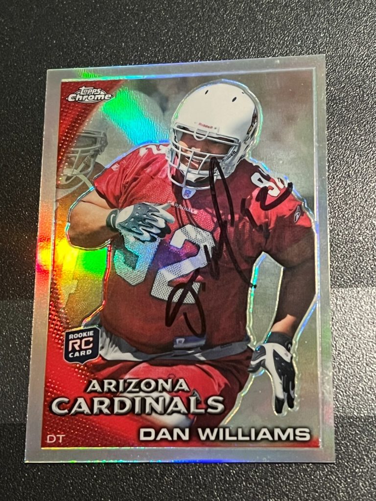SIGNED FOOTBALL CARD TOPPS CHROME 2010 REFRACTOR ARIZONA CARDINALS DAN WILLIAMS