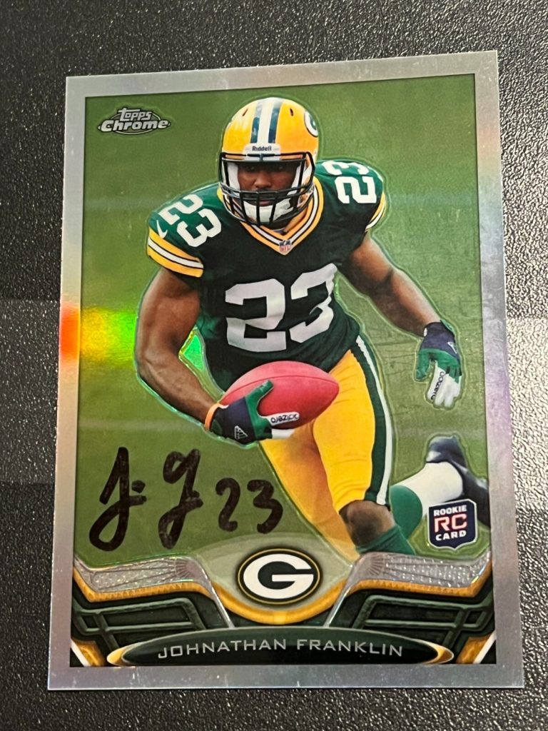 SIGNED FOOTBALL CARD TOPPS CHROME 2013 REFRACTOR PACKERS JOHNATHAN FRANKLIN UCLA