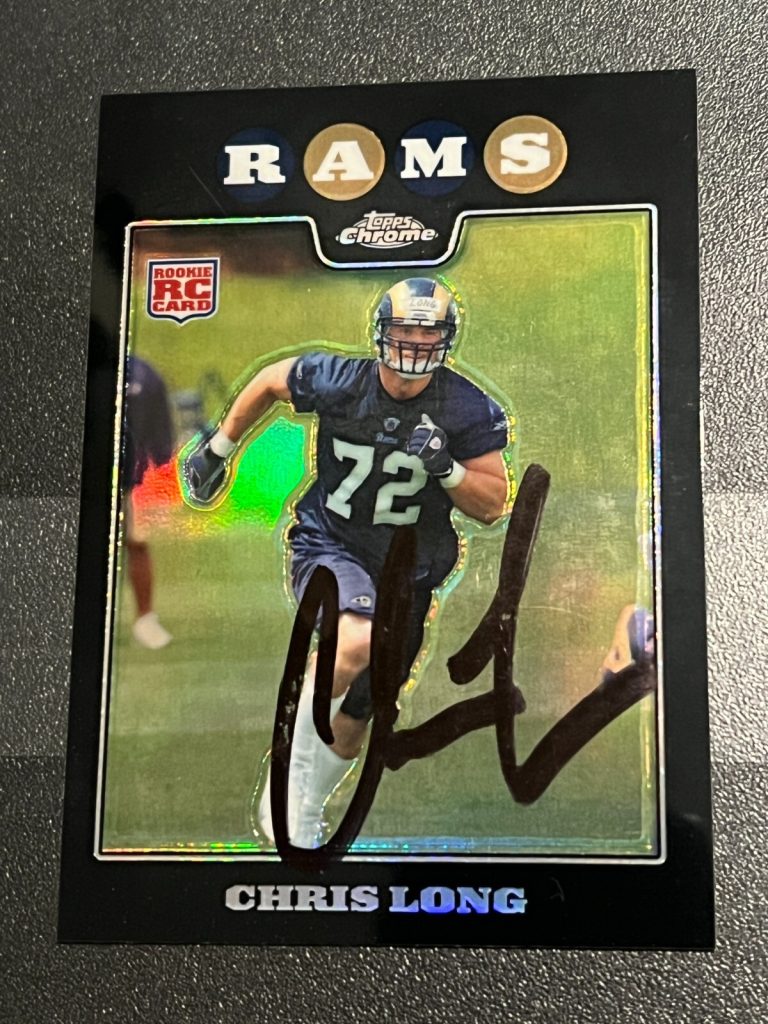 SIGNED FOOTBALL CARD TOPPS CHROME 2007 CHRIS LONG RC ST LOUIS RAMS REFRACTOR 236