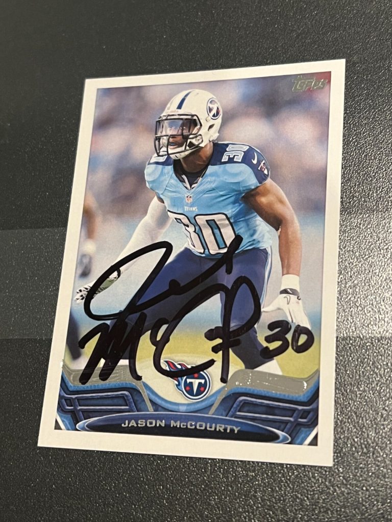 SIGNED FOOTBALL CARD 2013 TOPPS JASON MCCOURTY TENNESSEE TITANS #153