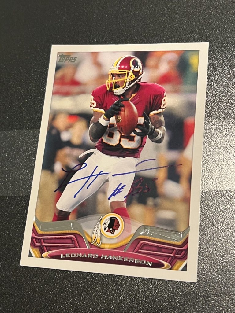 SIGNED FOOTBALL CARD 2013 TOPPS LEONARD HANKERSON #3 WASHINGTON REDSKINS
