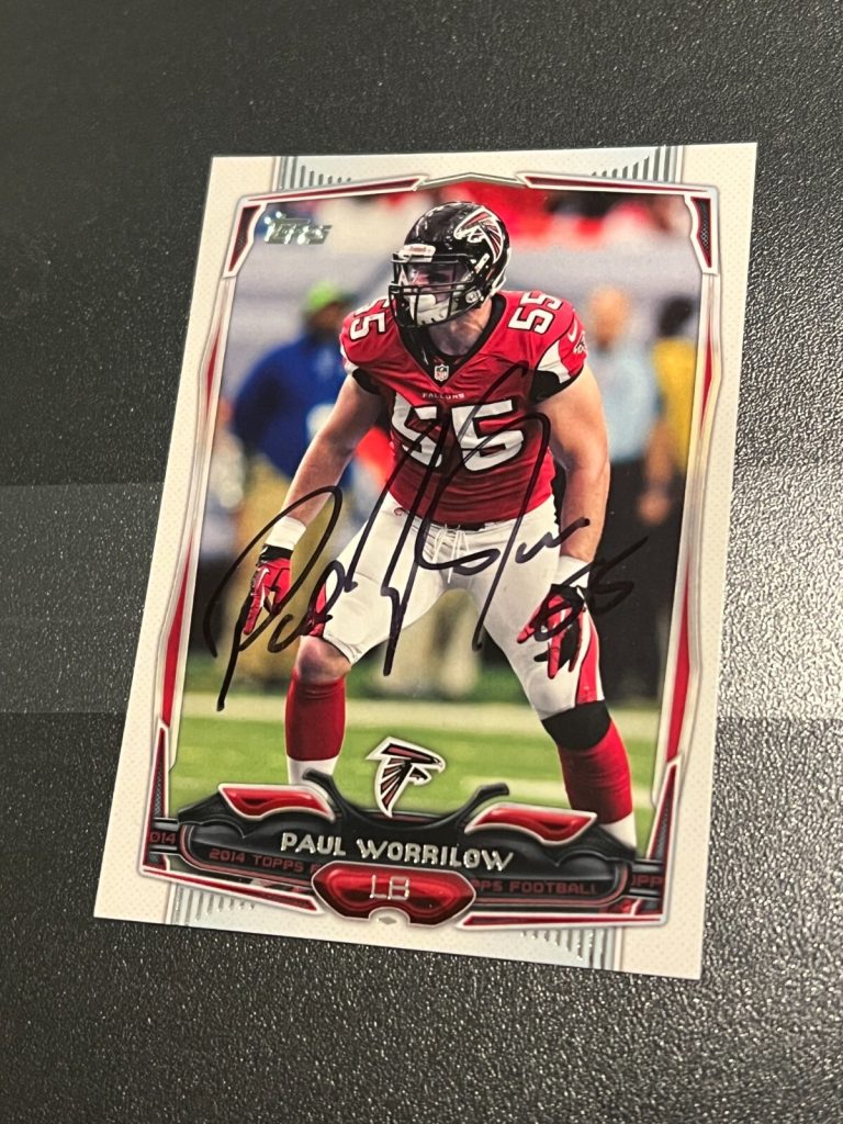 SIGNED FOOTBALL CARD 2014 TOPPS ATLANTA FALCONS PAUL WORRILOW #269
