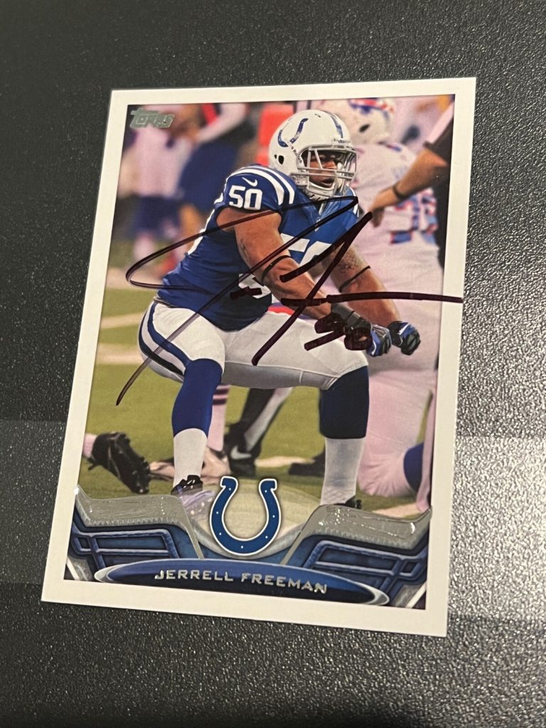 SIGNED FOOTBALL CARD 2013 TOPPS COLTS JERRELL FREEMAN #101 MARY HARDIN-BAYLOR