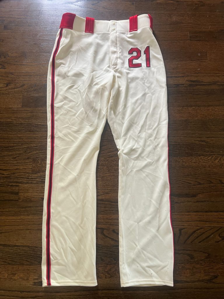 GAME USED BASEBALL PANTS KANSAS CITY ROYALS MONARCHS 2017 DALE SVEUM