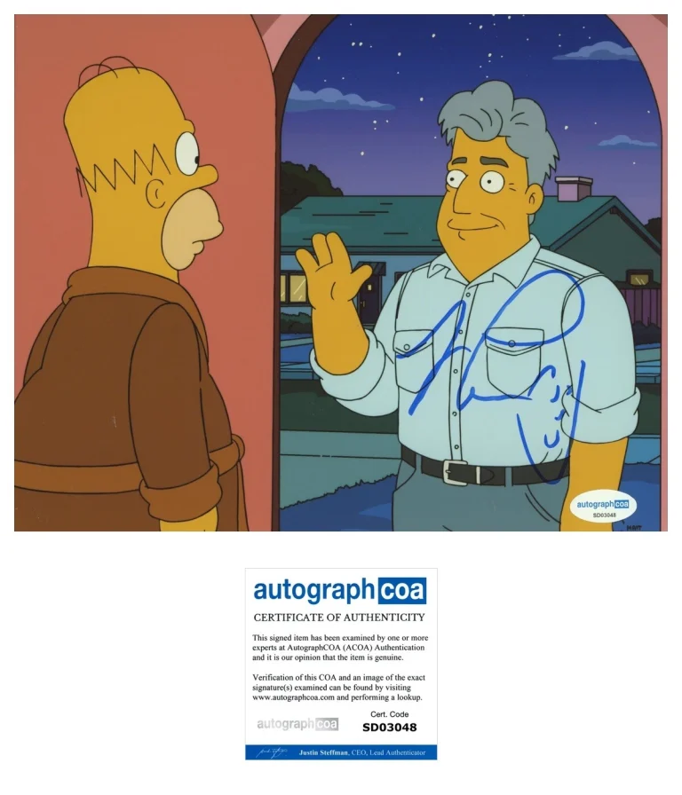 Jay Leno SIGNED AUTOGRAPHED PHOTO simpsons the jay leno show comedy ACOA CERT