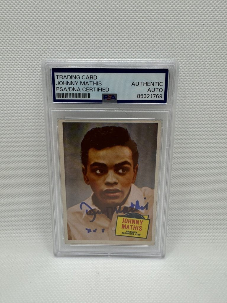 1957 Topps Hit Stars #6 Johnny Mathis RC Rookie Card Signed Slabbed PSA/DNA Auto