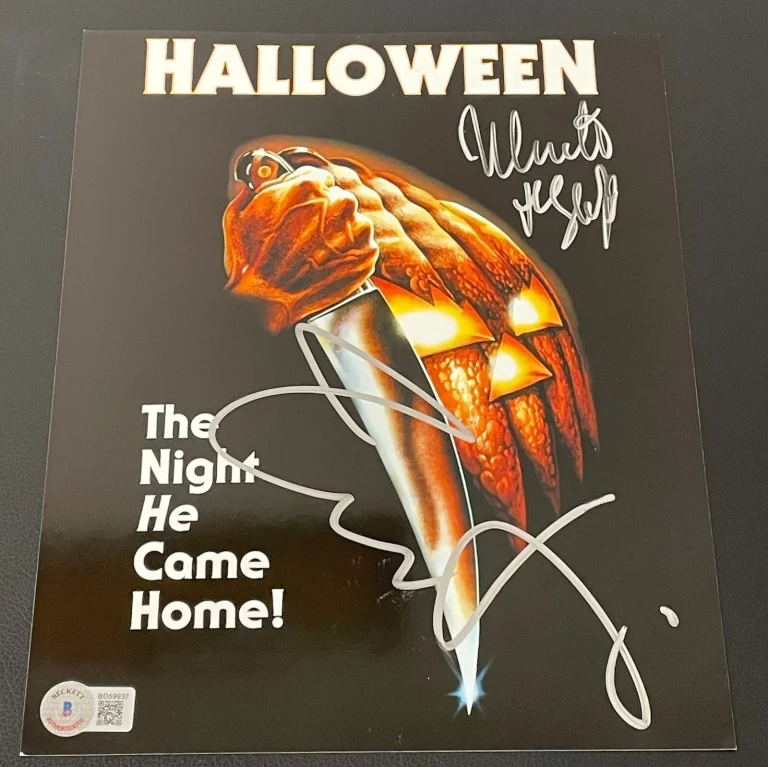 Jamie Lee Curtis Nick Castle Signed Auto 8x10 Photo Halloween Movie Poster BAS X