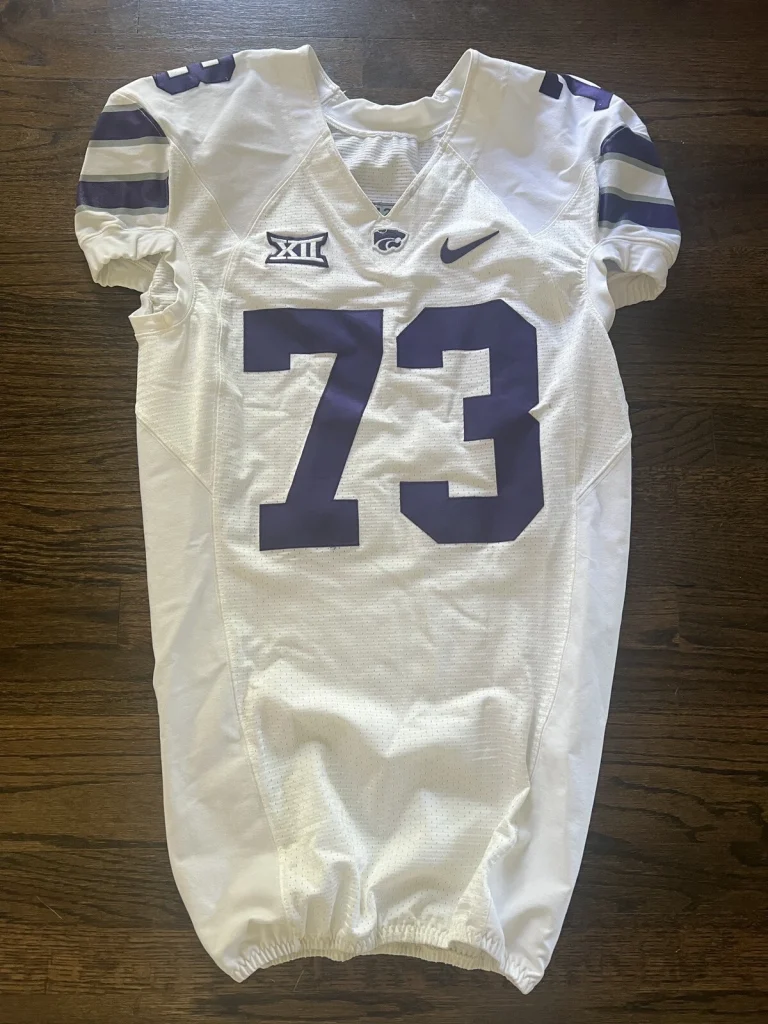 KANSAS STATE K-STATE KSU GAME USED WORN COLLEGE NCAA BIG 12 FOOTBALL JERSEY #73