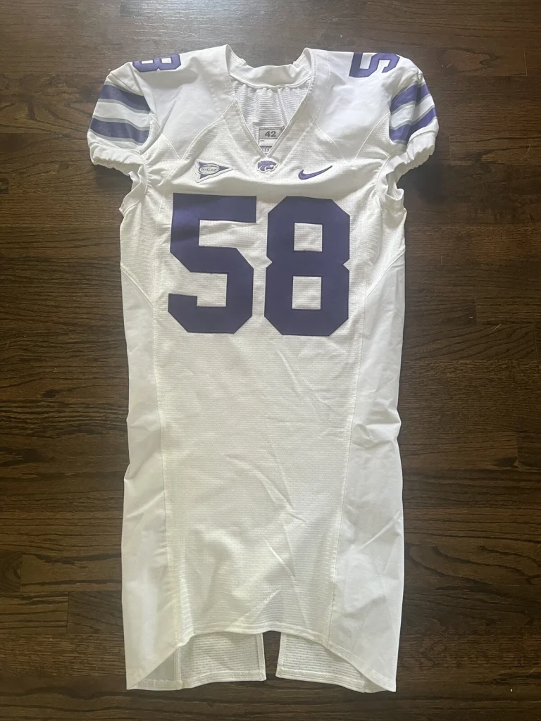 KANSAS STATE K-STATE KSU GAME USED WORN COLLEGE NCAA BIG 12 FOOTBALL JERSEY #58