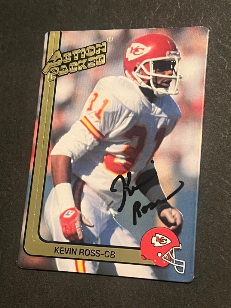 SIGNED FOOTBALL CARD AUTO KANSAS CITY CHIEFS KEVIN ROSS 1991 ACTION PACKED #117