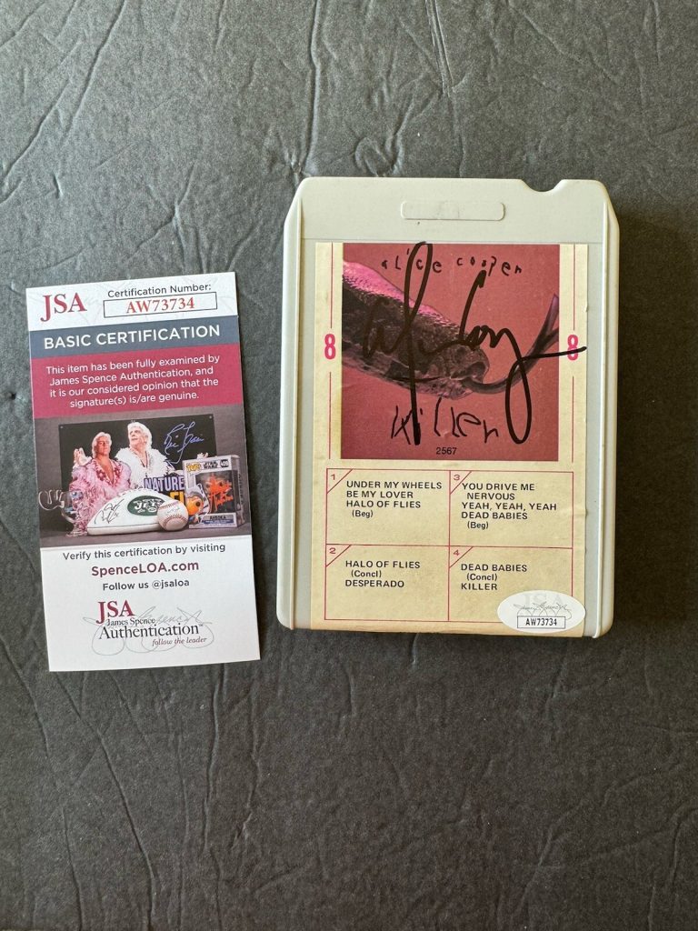 ALICE COOPER SIGNED 8 TRACK KILLER AUTOGRAPHED JSA COA UNDER MY WHEELS