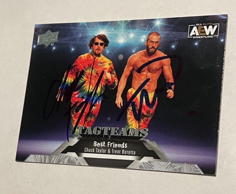 SIGNED WRESTLING CARD AUTO 2023 UPPER DECK UD AEW CHUCK TAYLOR TRENT BERETTA #72