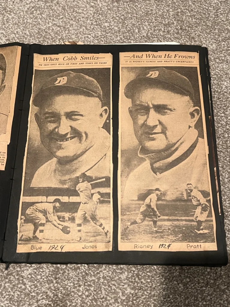 1920's BASEBALL & MORE NEWSPAPER SCRAPBOOK TY COBB BABE RUTH DETROIT TIGERS +