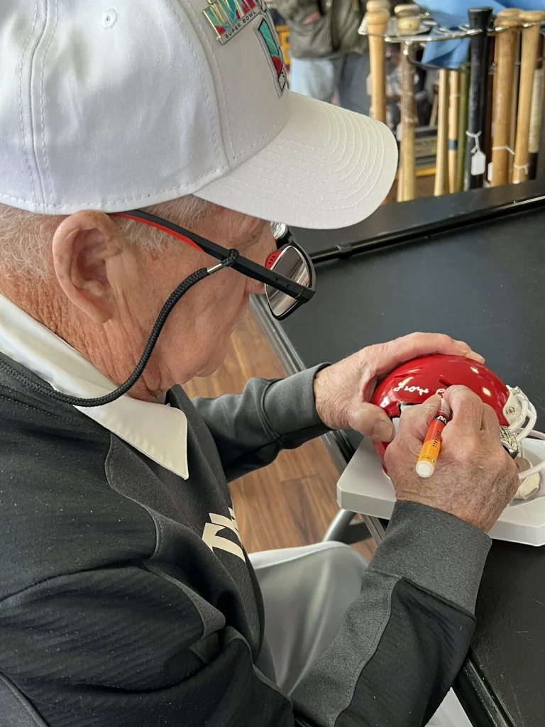 GEORGE P TOMA SIGNED FOOTBALL MINI HELMET KANSAS CITY CHIEFS SOD FATHER JSA COA