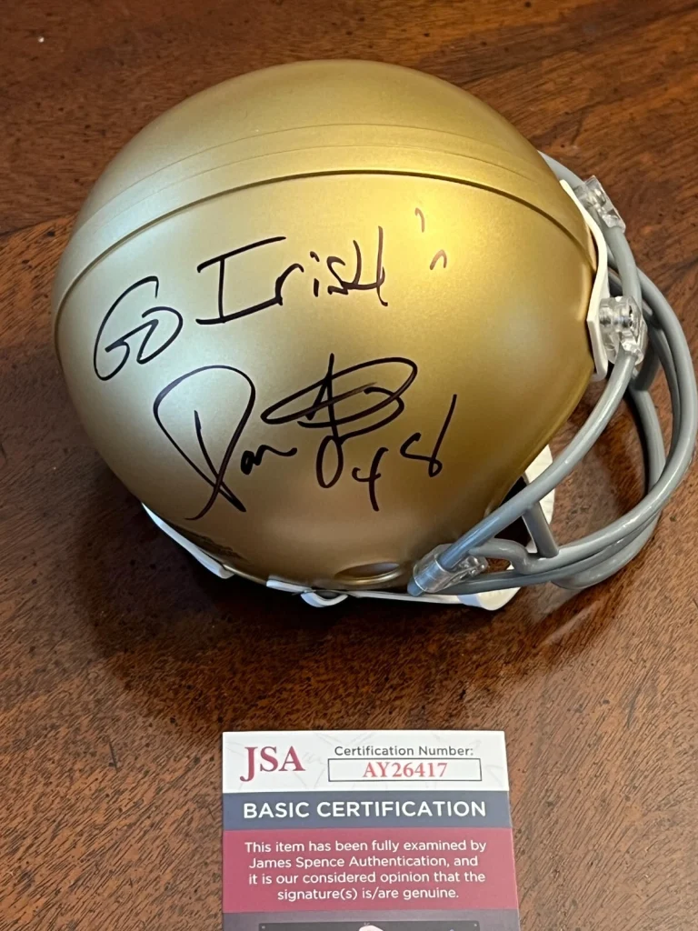 DAN FOX SIGNED FOOTBALL MINI HELMET AUTO NOTRE DAME JSA COA