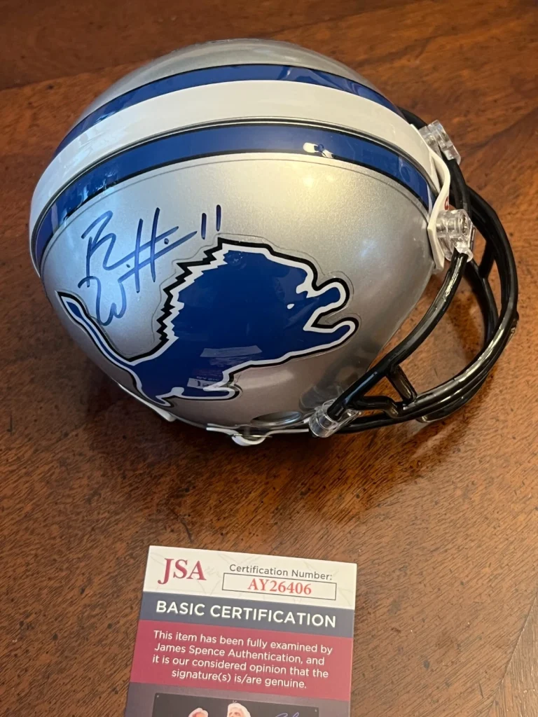 ROY WILLIAMS SIGNED FOOTBALL MINI HELMET AUTO DETROIT LIONS WR JSA COA