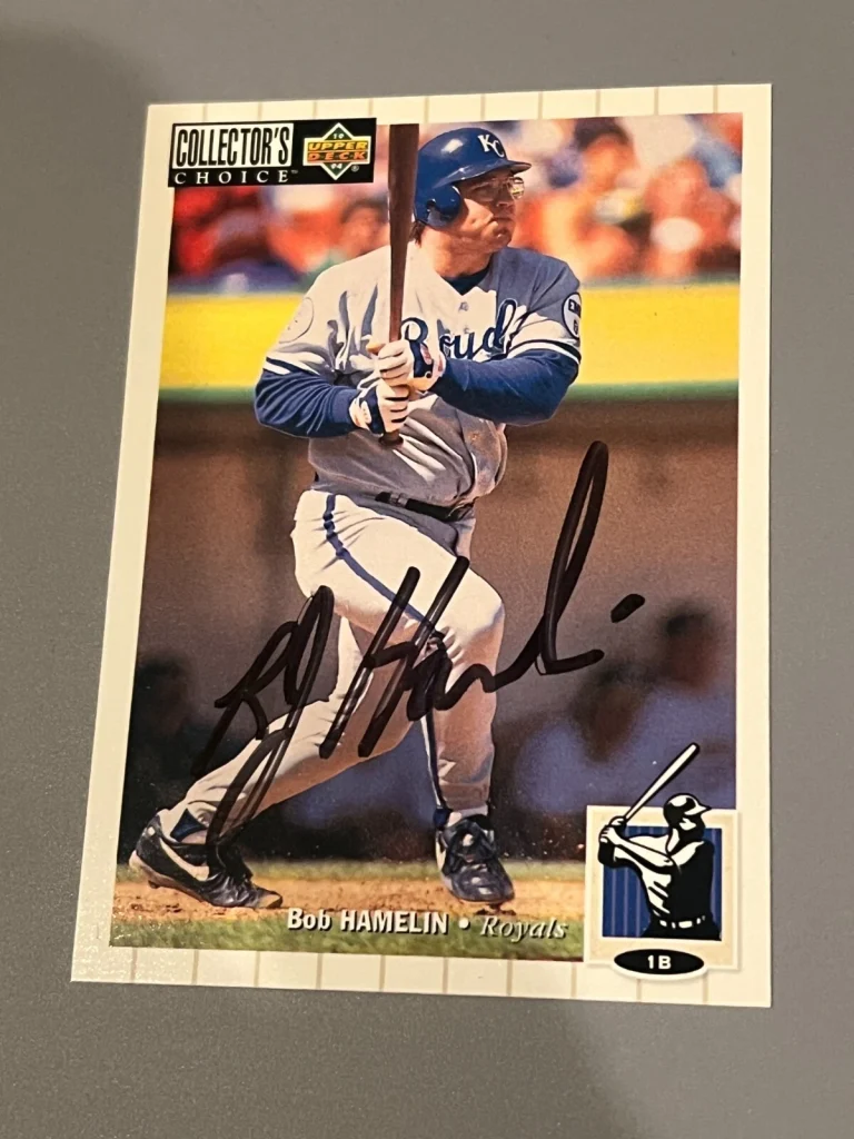 SIGNED BASEBALL CARD AUTO BOB HAMELIN KANSAS CITY ROYALS 1994 UPPER DECK CC #393