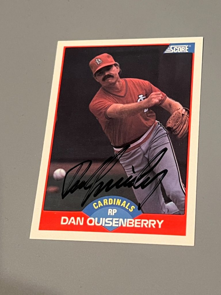 SIGNED BASEBALL CARD AUTO DAN QUISENBERRY ST LOUIS CARDINALS 1989 SCORE #520