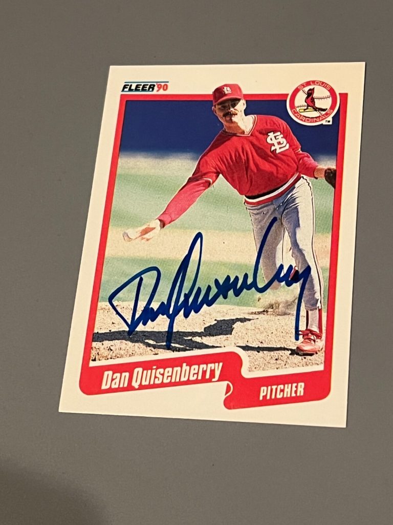 SIGNED BASEBALL CARD AUTO DAN QUISENBERRY ST LOUIS CARDINALS 1990 FLEER#259