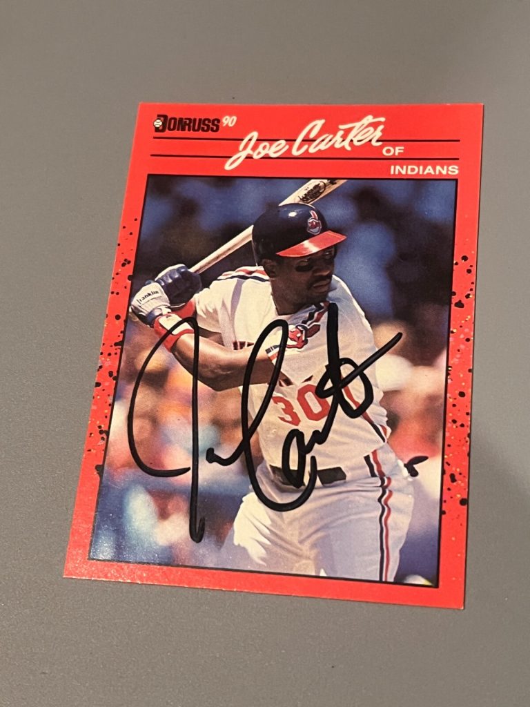 SIGNED BASEBALL CARD AUTO JOE CARTER CLEVELAND INDIANS 1990 DONRUSS #114