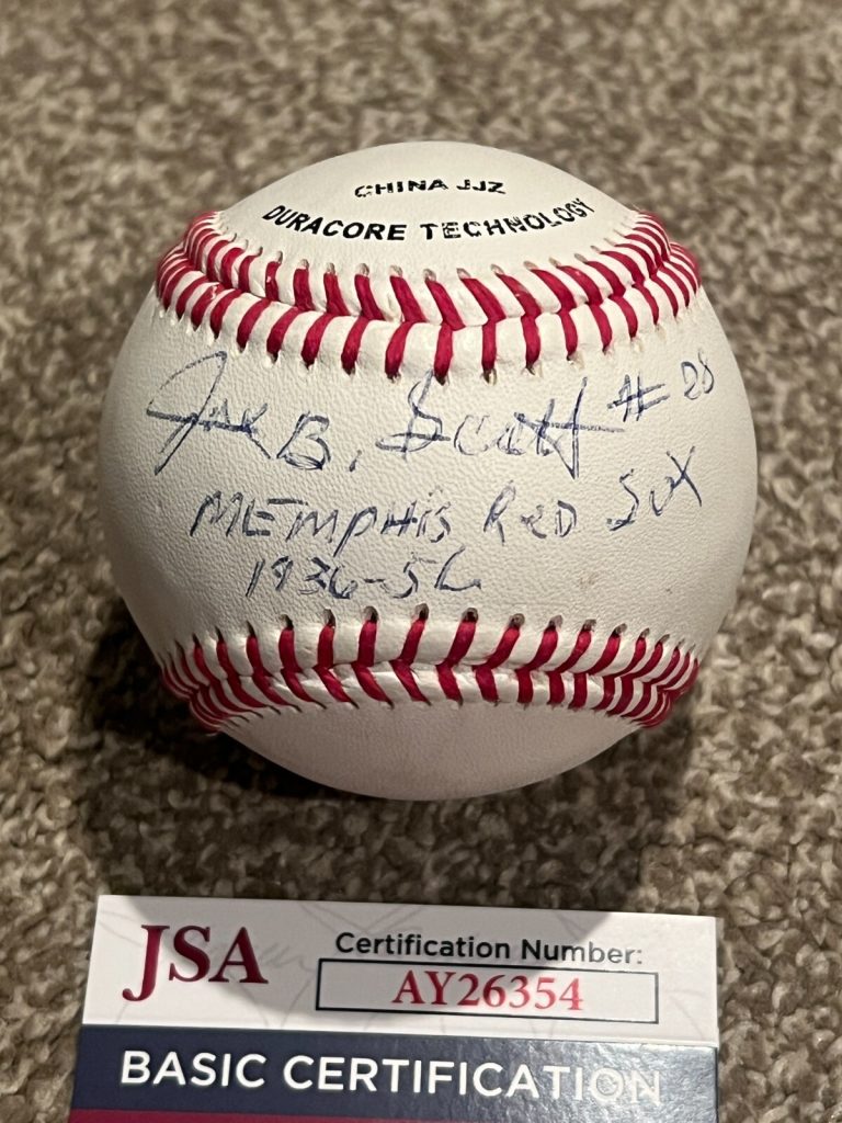 JOE B SCOTT SIGNED BASEBALL AUTO NEGRO LEAGUE MEMPHIS RED SOX JSA COA