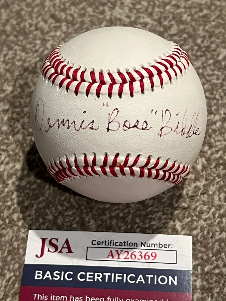 DENNIS BIDDLE SIGNED BASEBALL AUTO NEGRO LEAGUE CHICAGO AMERICAN GIANTS JSA COA