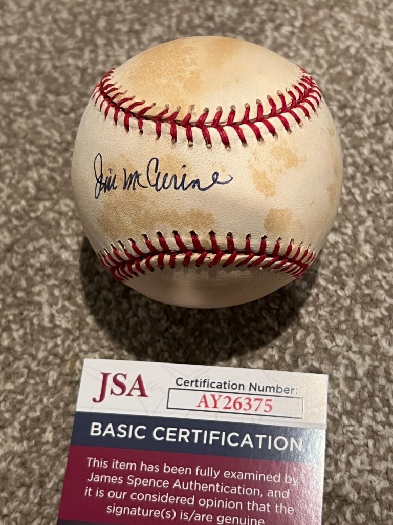 JIM McCURINE SIGNED BASEBALL AUTO NEGRO LEAGUE CHICAGO AMERICAN GIANTS JSA COA