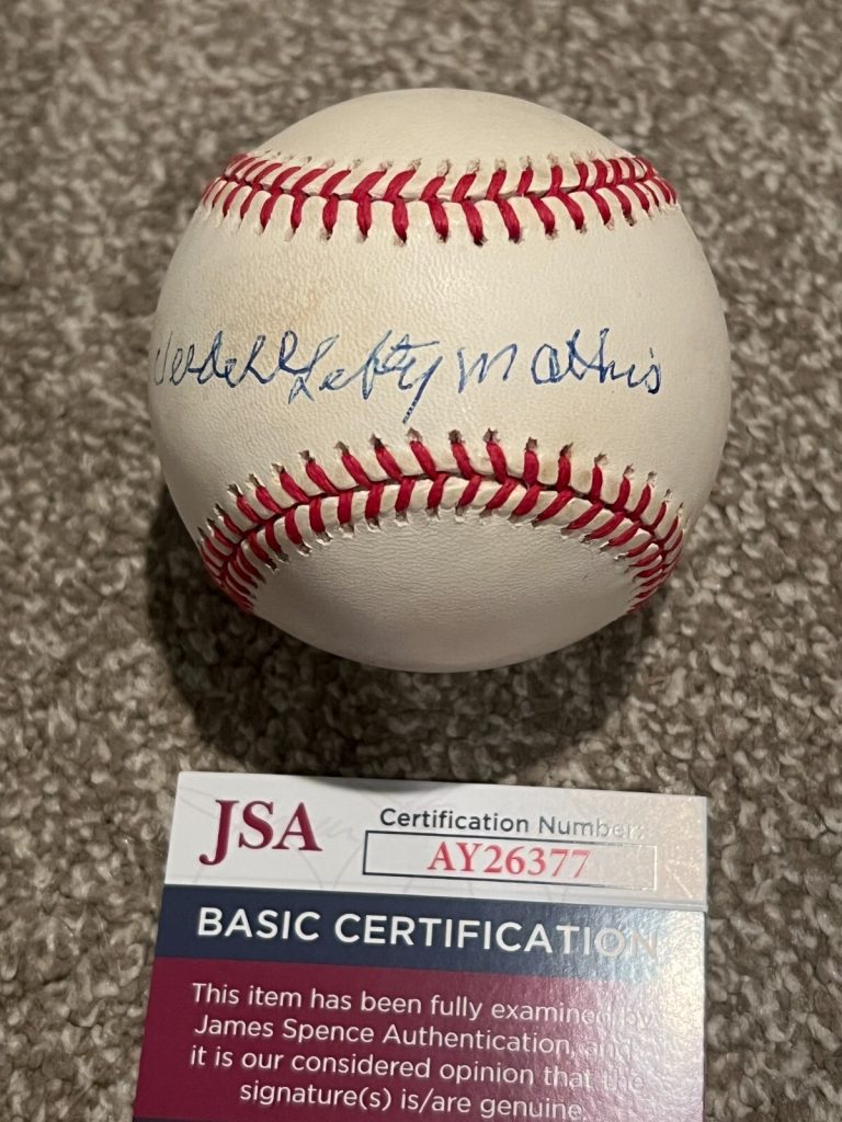 VERDELL LEFTY MATHIS SIGNED BASEBALL AUTO NEGRO LEAGUE STARS GIANTS + JSA COA