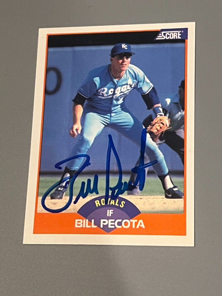 SIGNED BASEBALL CARD AUTO BILL PECOTA 1989 SCORE KANSAS CITY ROYALS #339