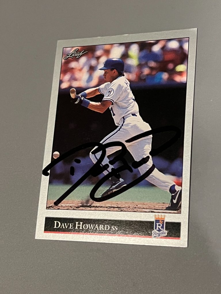SIGNED BASEBALL CARD AUTO DAVID HOWARD KANSAS CITY ROYALS 1992 LEAF #4