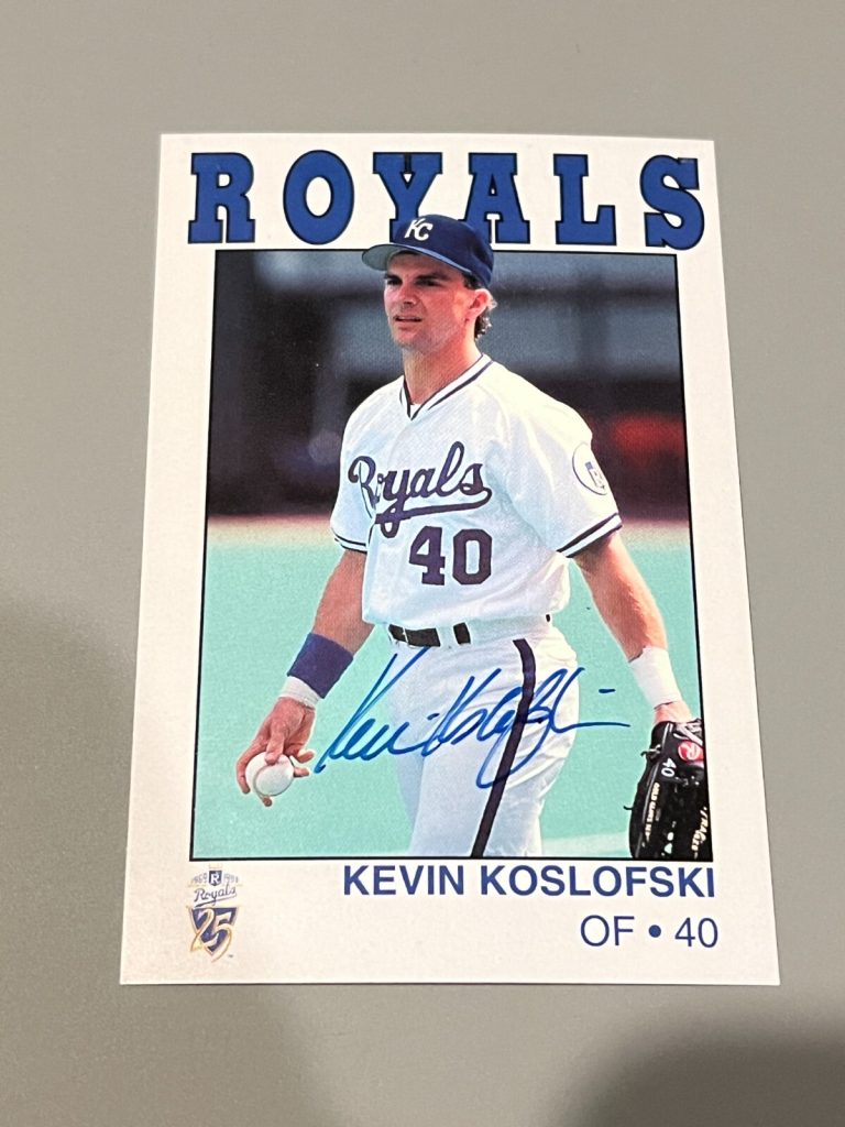SIGNED BASEBALL CARD AUTO KANSAS CITY ROYALS SGA POLICE POSTCARD KEVIN KOSLOFSKI