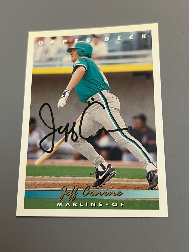 SIGNED BASEBALL CARD AUTO MIAMI MARLINS JEFF CONINE 1993 UPPER DECK UD #754