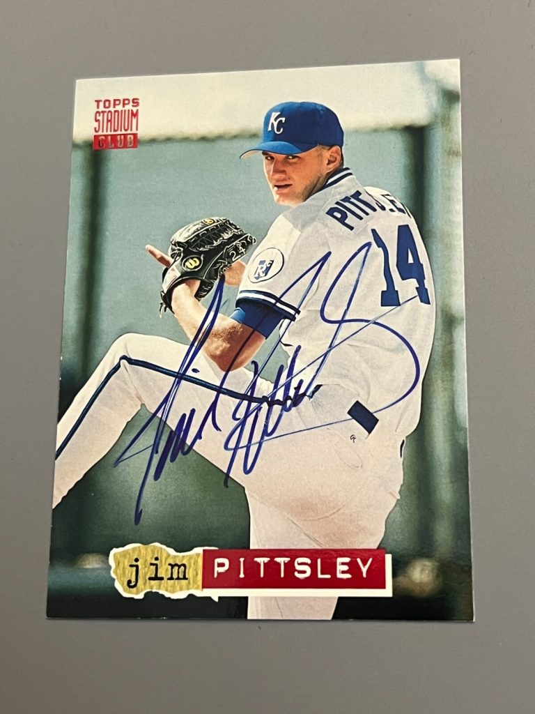 SIGNED BASEBALL CARD AUTO JIM PITTSLEY #712 KC ROYALS TOPPS STADIUM CLUB 1994