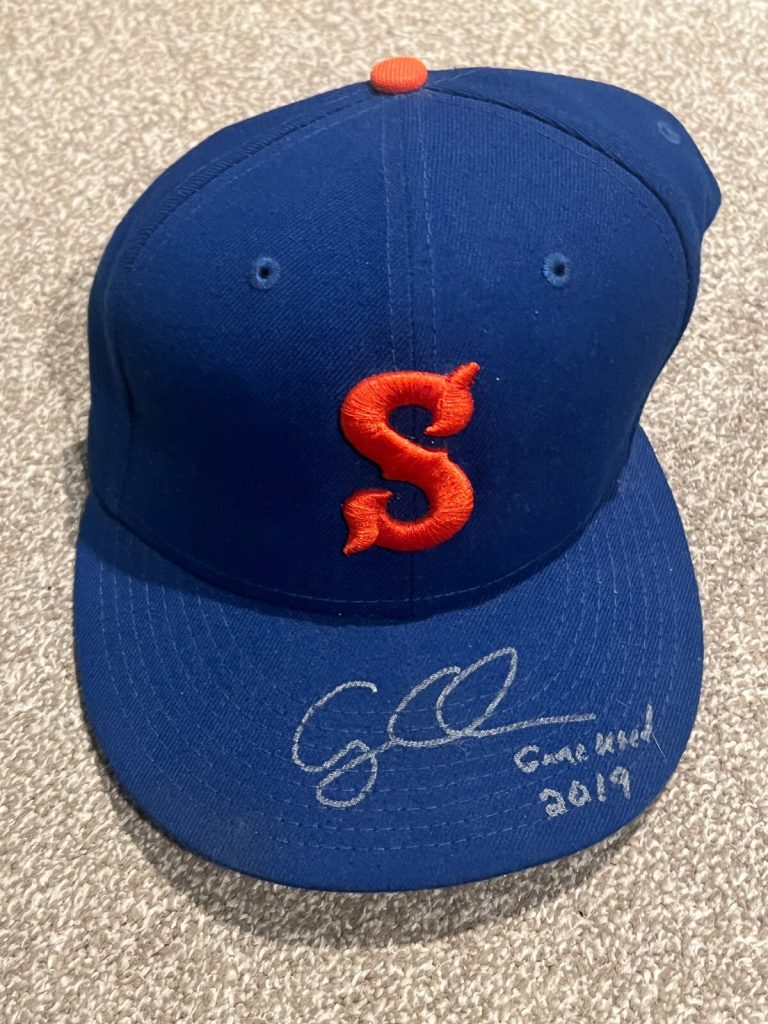 SIGNED GAME USED BASEBALL HAT CASEY COLEMAN MINOR LEAGUE MILB 2019 AUTO 7 1/8
